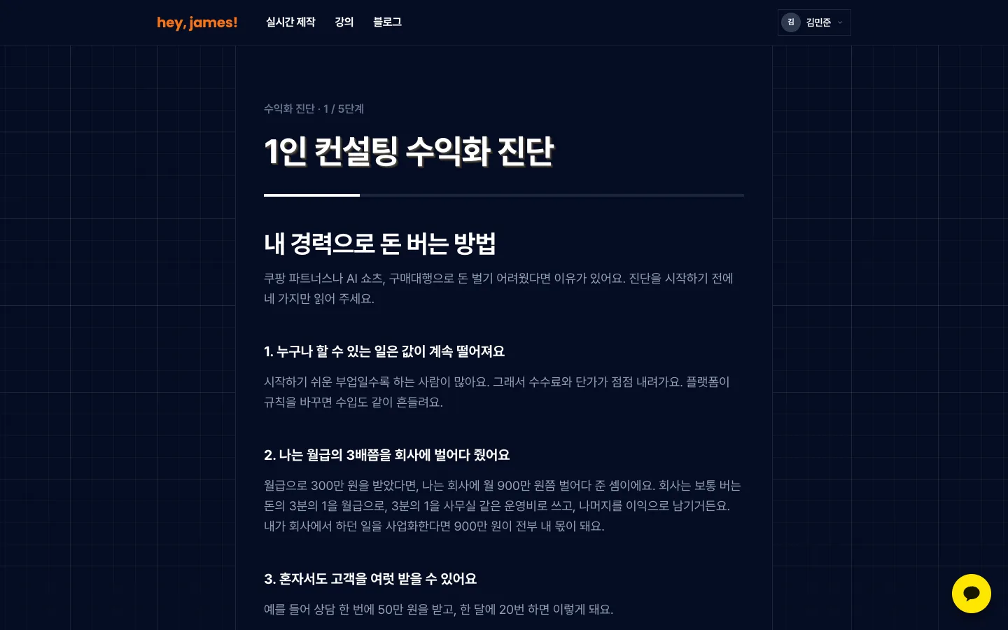 헤이제임스가 만든 헤이제임스 1인 컨설팅 수익화 진단