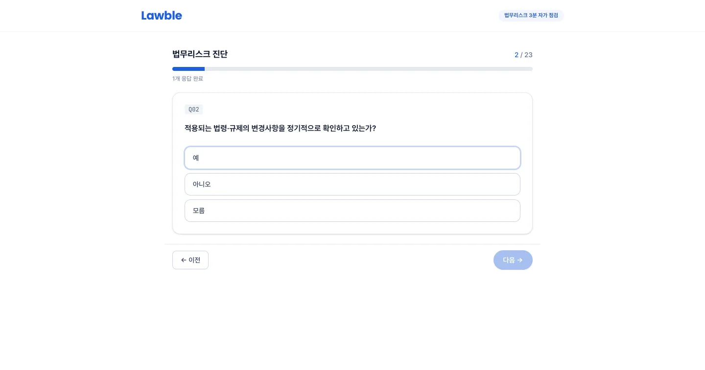 헤이제임스가 만든 법령·규제 모니터링 SaaS 리스크 진단 문항